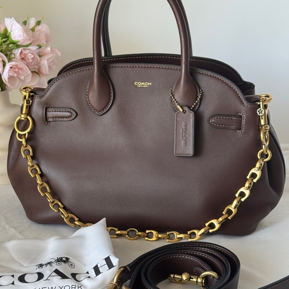 SOLD ❗️Coach CU218 Soft Empire Carryall Bag 28 In Maple Chain Included - Picture 1 of 12
